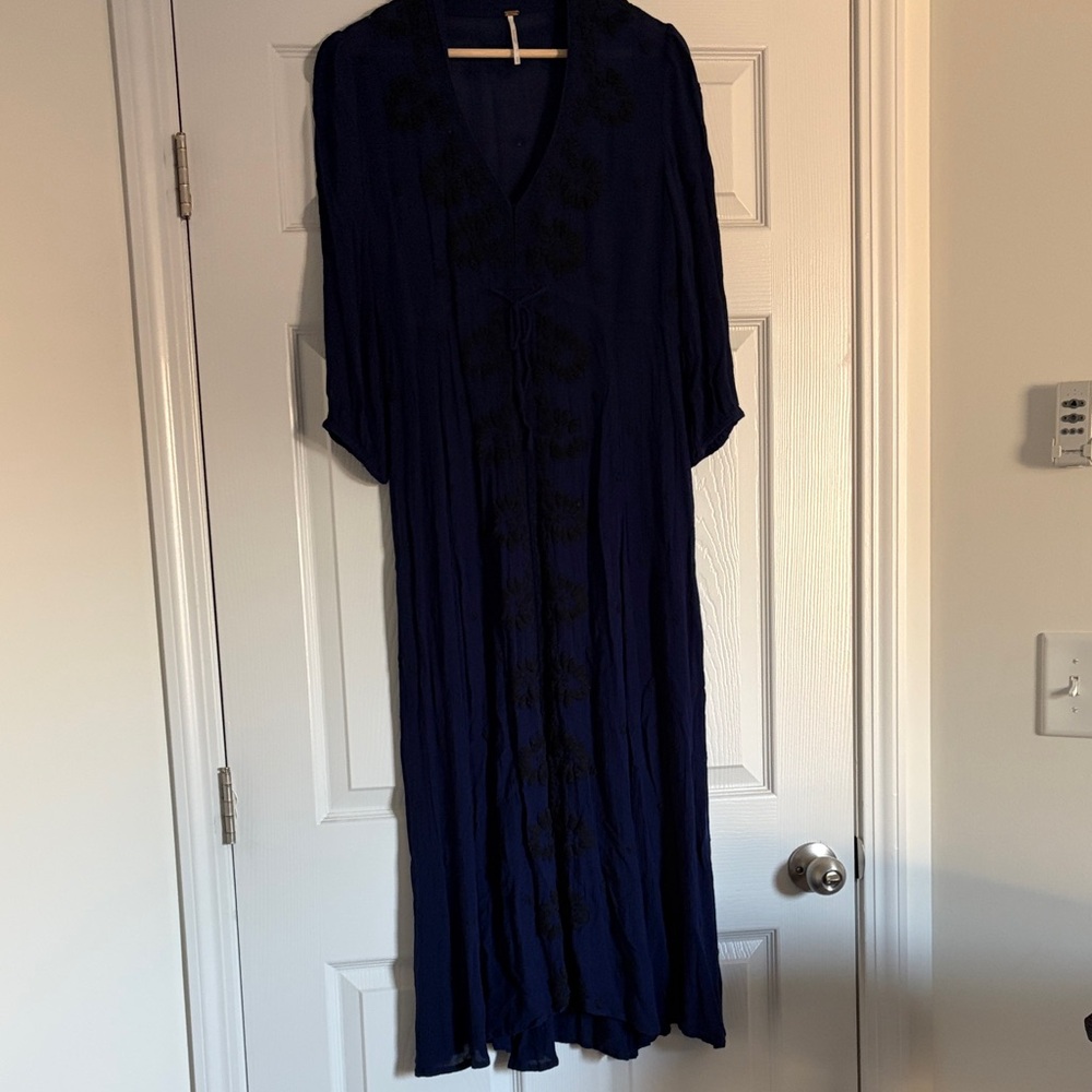 Free People Fable Midi Dress in Navy and Black